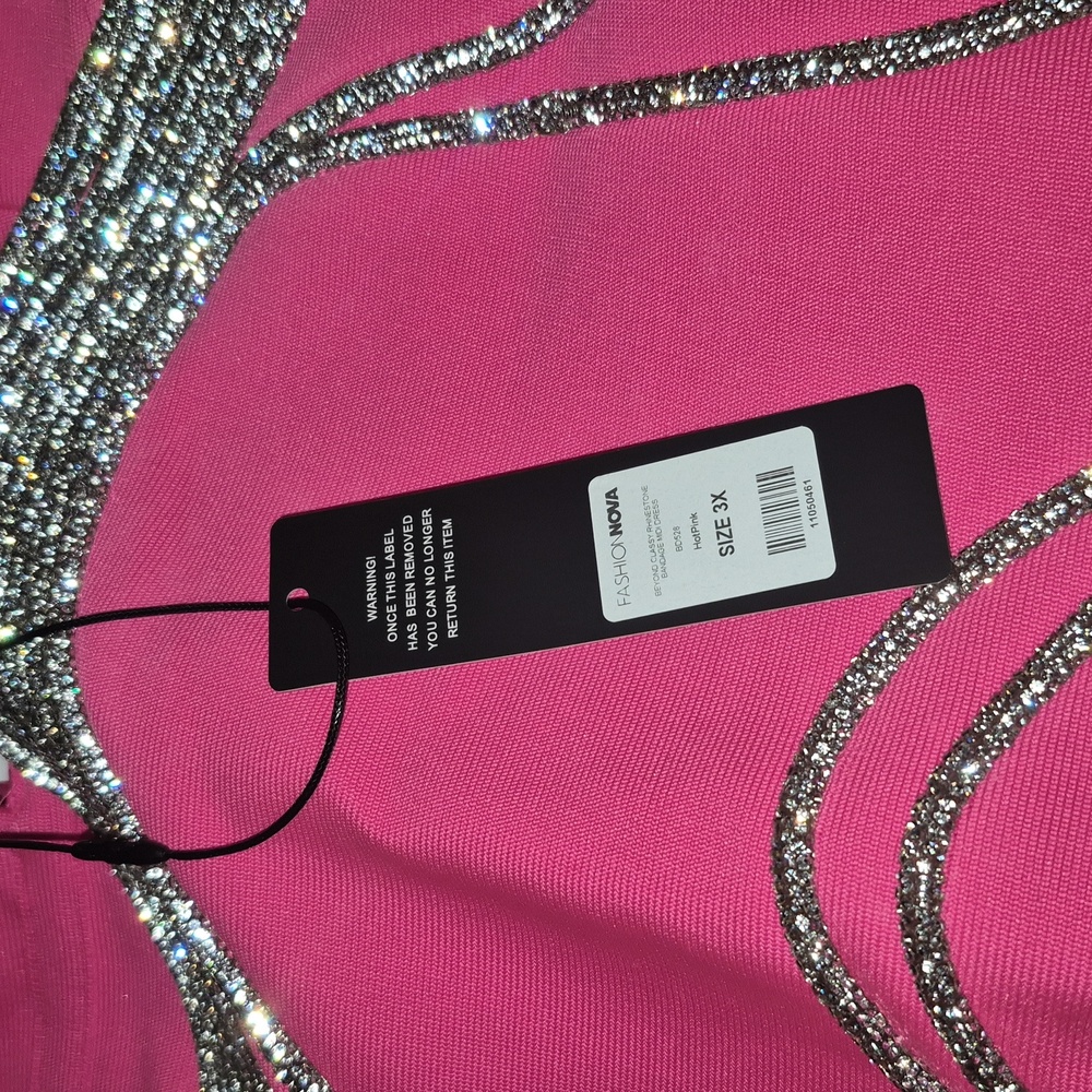 Fashion Nova Strapless Pink Dress with Silver Details - Picture 2 of 7